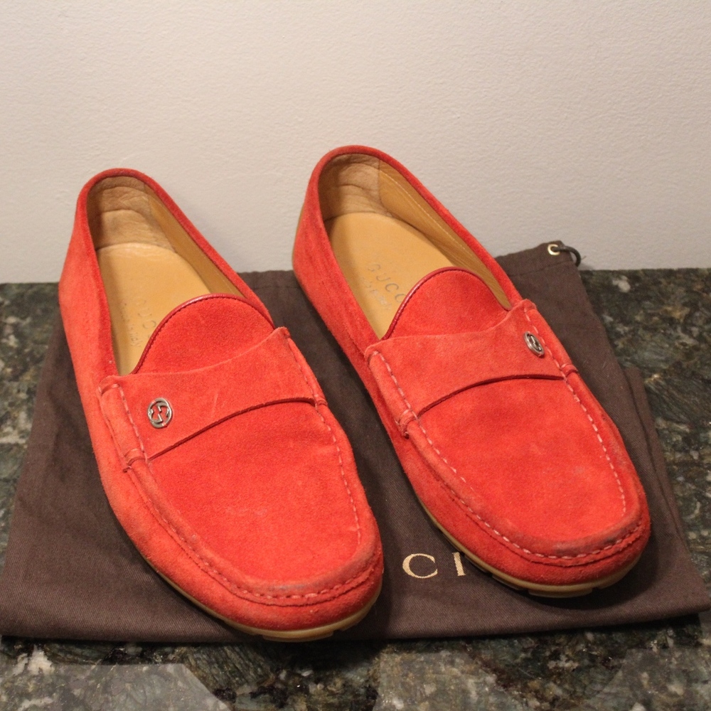 Gucci Red Suede Loafers
